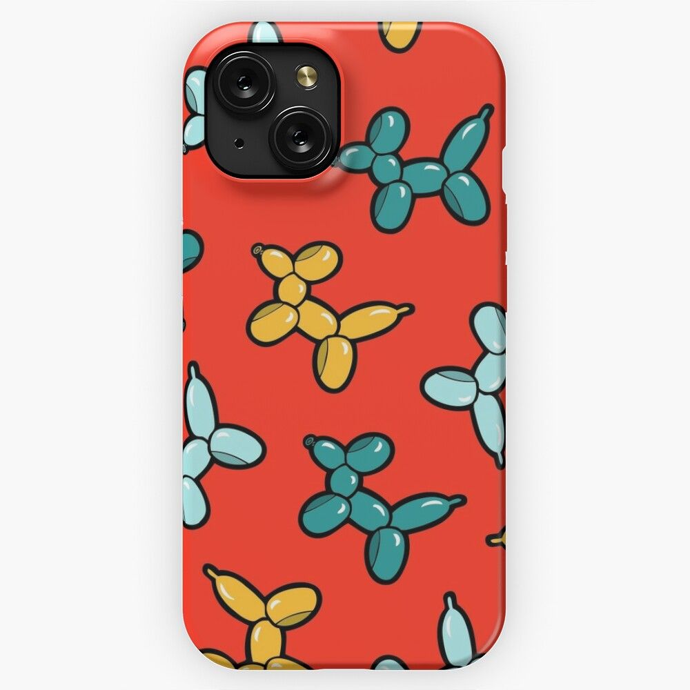 Balloon Animal Dogs Pattern In Red iPhone 15 Slim Phone Case Cover