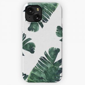 Banana Leaves Watercolor Painting Tropical Botanical Jungle Nature Minimal Vibrant Modern Bohemian Illustration iPhone 15 Slim Phone Case Cover