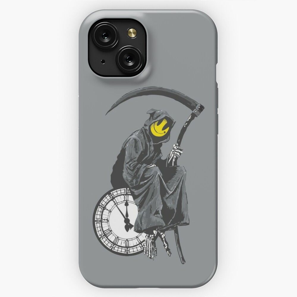 Banksy Grim Reaper Clock iPhone 15 Slim Phone Case Cover