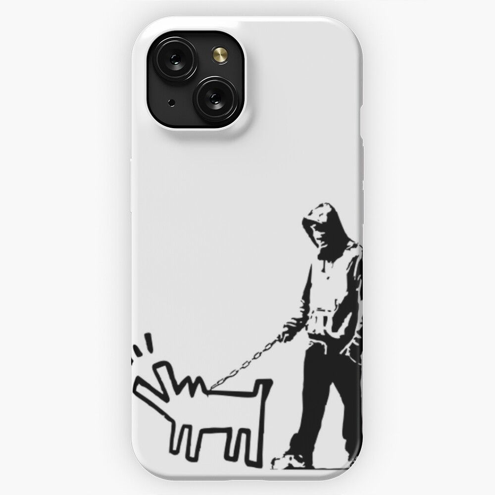 Banky Inspired Thug Walking A Barking Dog iPhone 15 Slim Phone Case Cover