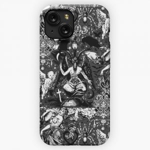 Baphomet Victoriana Gothic Witchy Mystical Scrap Book Pattern By Moose Disco iPhone 15 Slim Phone Case Cover
