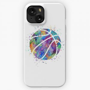 Basketball Ball Colorful Watercolor iPhone 15 Slim Phone Case Cover