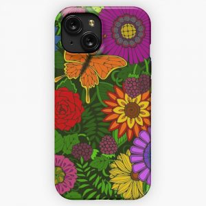 Beautiful Botanical Floral Art iPhone 15 Slim Phone Case Cover