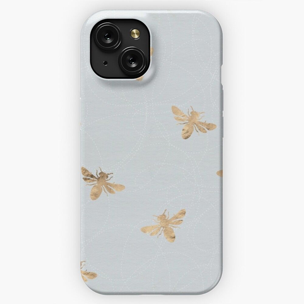Bee Pattern Rose Gold iPhone 15 Slim Phone Case Cover