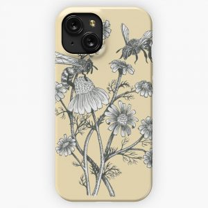 Bees And Chamomile On Honey Background iPhone 15 Slim Phone Case Cover