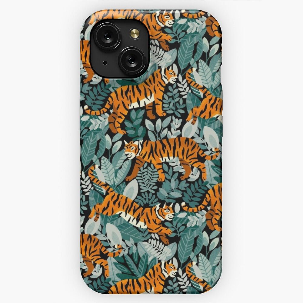 Bengal Tiger Teal Jungle iPhone 15 Slim Phone Case Cover