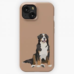 Bernese Mountain Dog Portrait Digital Illustration iPhone 15 Slim Phone Case Cover