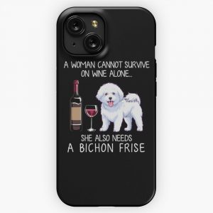 Bichon Frise And Wine Funny Dog iPhone 15 Slim Phone Case Cover