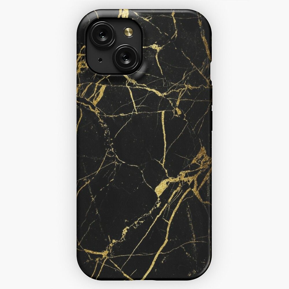 Black And Gold Marble iPhone 15 Slim Phone Case Cover