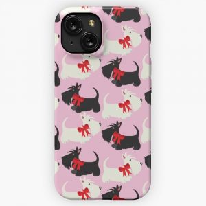 Black And Wheaton Scotties Pink Bonnieportraits Com iPhone 15 Slim Phone Case Cover