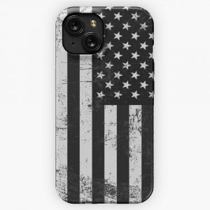 Black And White American Flag iPhone 15 Slim Phone Case Cover