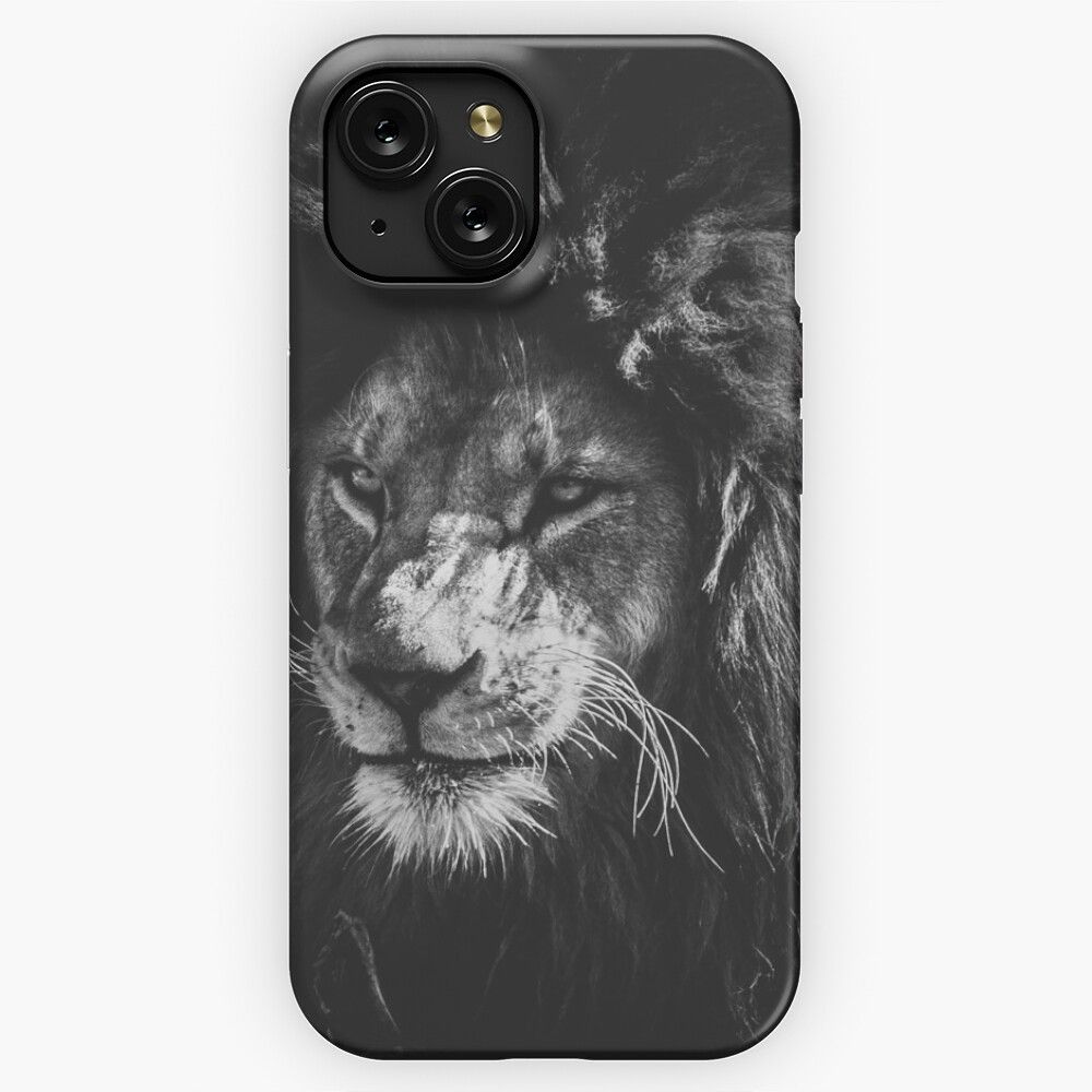 Black And White Lion iPhone 15 Slim Phone Case Cover