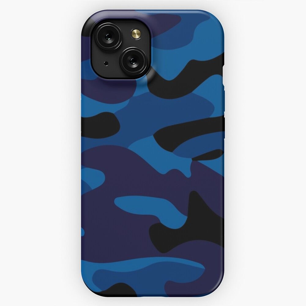 Black Blue Camo iPhone 15 Slim Phone Case Cover