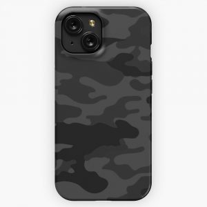 Black Camouflage Pattern iPhone 15 Slim Phone Case Cover