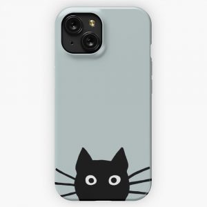 Black Cat Face iPhone 15 Slim Phone Case Cover