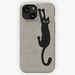 Black Cat Holding On iPhone 15 Slim Phone Case Cover