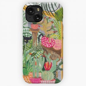 Black Cat In The Garden iPhone 15 Slim Phone Case Cover