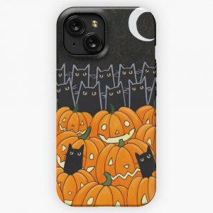 Black Cats Jack O Lanterns iPhone 15 Slim Phone Case Cover
