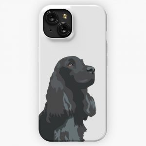 Black Cocker Spaniel Illustration Pets Illustrated iPhone 15 Slim Phone Case Cover