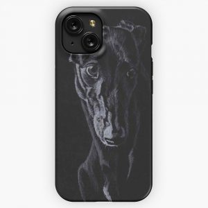 Black Greyhound Silhouette Colored Pencil Drawing iPhone 15 Slim Phone Case Cover