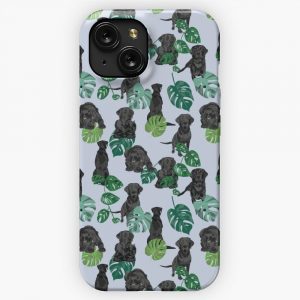 Black Labrador Tropical iPhone 15 Slim Phone Case Cover