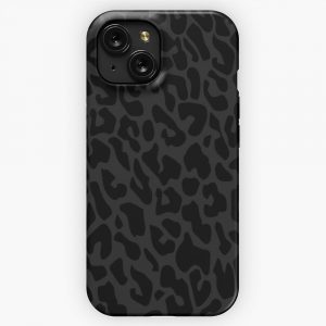 Black Leopard Print iPhone 15 Slim Phone Case Cover
