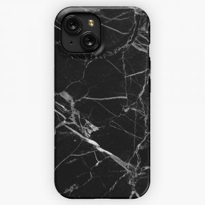 Black Marble iPhone 15 Slim Phone Case Cover