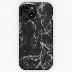 Black Marble Pattern iPhone 15 Slim Phone Case Cover