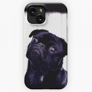 Black Pug Dog Portrait iPhone 15 Slim Phone Case Cover