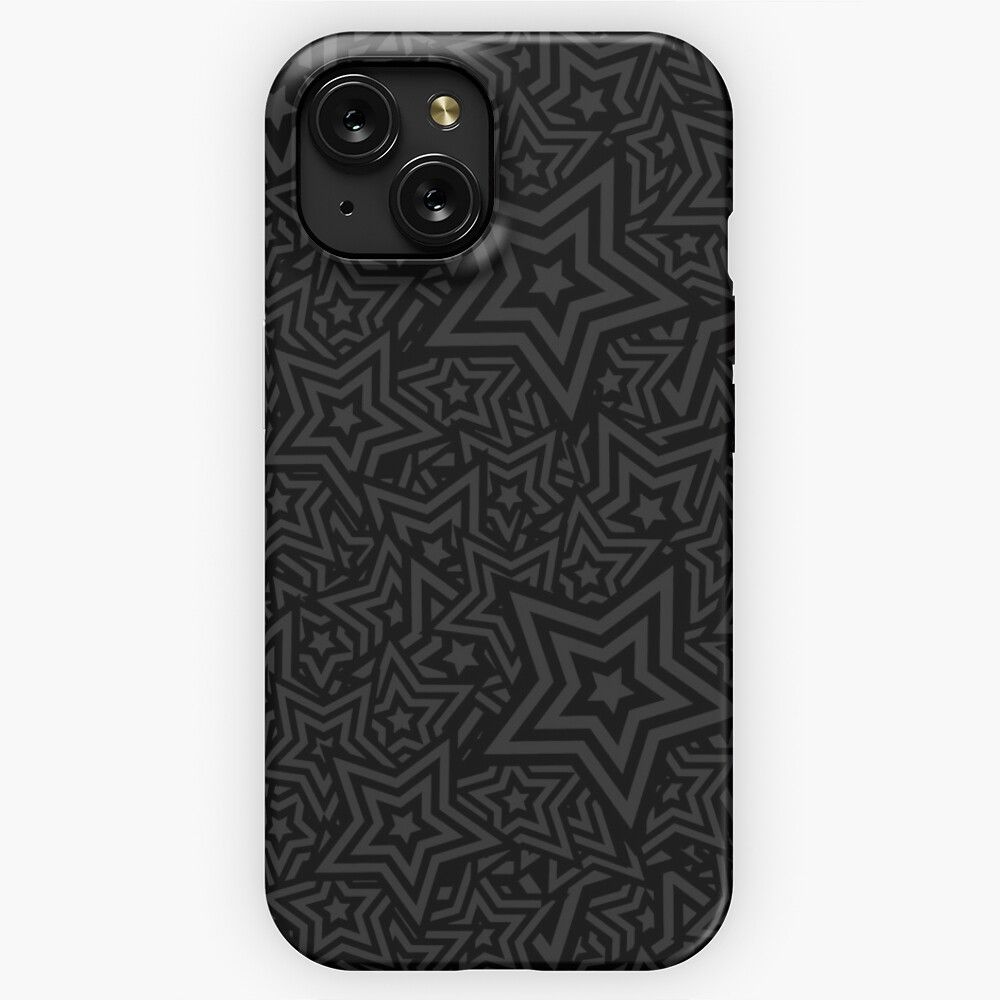 Black Star Pattern iPhone 15 Slim Phone Case Cover