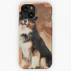 Black Tricolor Australian Shepherd Aussie iPhone 15 Slim Phone Case Cover