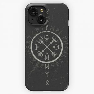 Black Vegvisir Runes iPhone 15 Slim Phone Case Cover