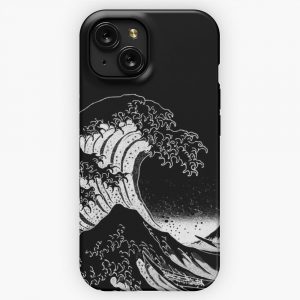 Black White Hokusai Great Wave iPhone 15 Slim Phone Case Cover