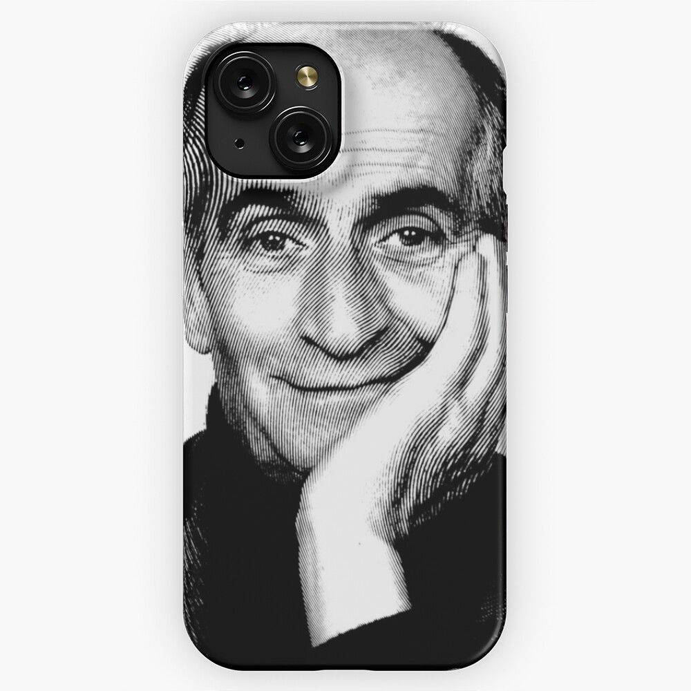 Black White Portrait Linocut Of Louis De Funs iPhone 15 Slim Phone Case Cover