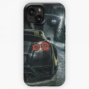 Black Widebody Nissan Gtr Sports Car iPhone 15 Slim Phone Case Cover