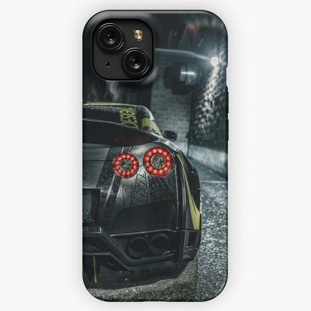 Black Widebody Nissan Gtr Sports Car iPhone 15 Slim Phone Case Cover