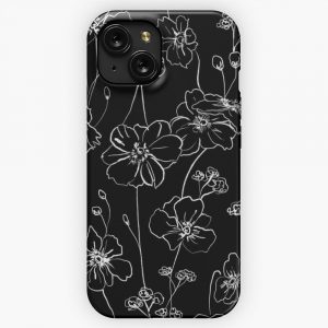 Black Wild Roses iPhone 15 Slim Phone Case Cover