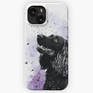 Black Working Cocker Spaniel Watercolour Painting Art iPhone 15 Slim Phone Case Cover