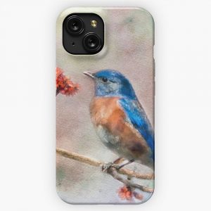 Blue Bird Watercolor iPhone 15 Slim Phone Case Cover
