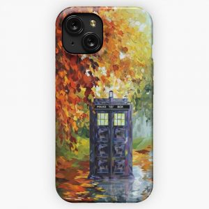 Blue Booth With Autumn Views iPhone 15 Slim Phone Case Cover