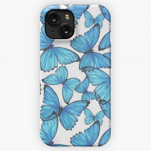 Blue Butterfly Pattern 2 iPhone 15 Slim Phone Case Cover