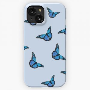 Blue Butterfly Pattern iPhone 15 Slim Phone Case Cover