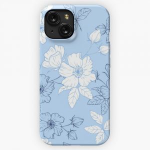 Blue Flower Pattern For Summer iPhone 15 Slim Phone Case Cover
