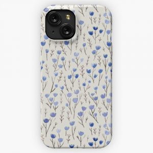 Blue Flowers iPhone 15 Slim Phone Case Cover
