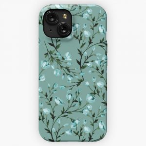 Blue Flowers Pattern iPhone 15 Slim Phone Case Cover