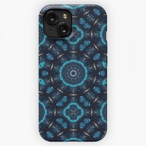 Blue Flowers Patterns Psychedelic Pattern iPhone 15 Slim Phone Case Cover