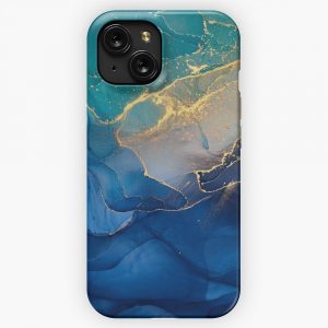Blue Marble Alcohol Ink Pattern iPhone 15 Slim Phone Case Cover