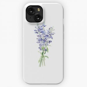 Blue Mealycup Sage Flowers Bouquet Watercolor iPhone 15 Slim Phone Case Cover