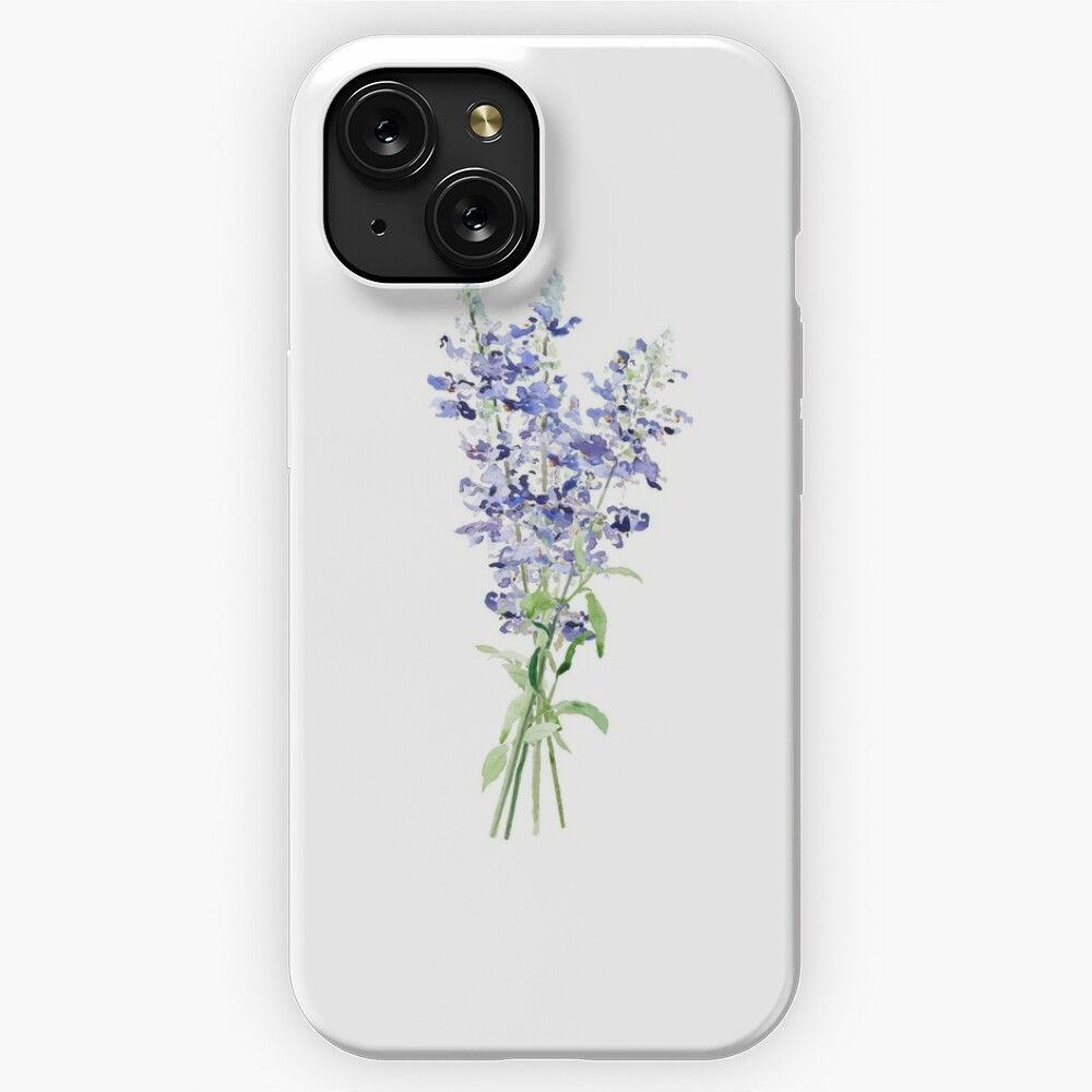 Blue Mealycup Sage Flowers Bouquet Watercolor iPhone 15 Slim Phone Case Cover