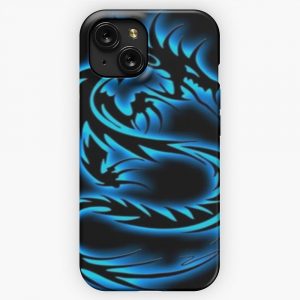 Blue Neon Dragon iPhone 15 Slim Phone Case Cover